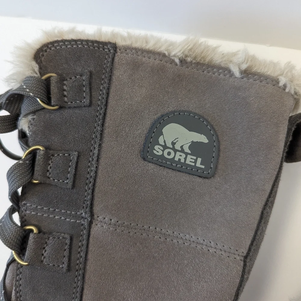 SOREL Tivoli II High Women's Winter Carnival Boots - Grey Faux Fur Trim - Size 6 - Picture 3 of 11